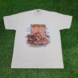 Vintage 80s Native-American Pottery Shirt Large 22x29 USA